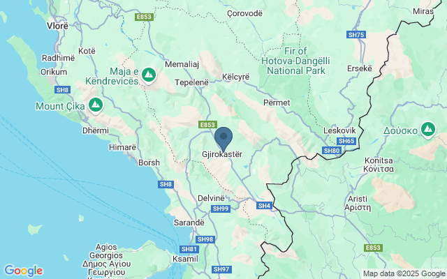 Kaart met locatie Gjirokastra